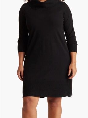 NWT Devotion by Cyrus Long Sleeve Black Turtleneck / Cowl Knit Dress for Women